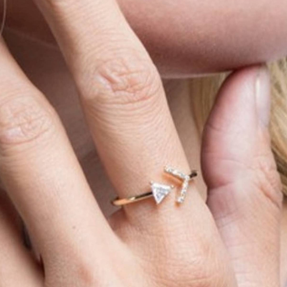 Arrow and Pave Cubic Zirconia Adjustable Womens Gold Womens Ring Jewelry